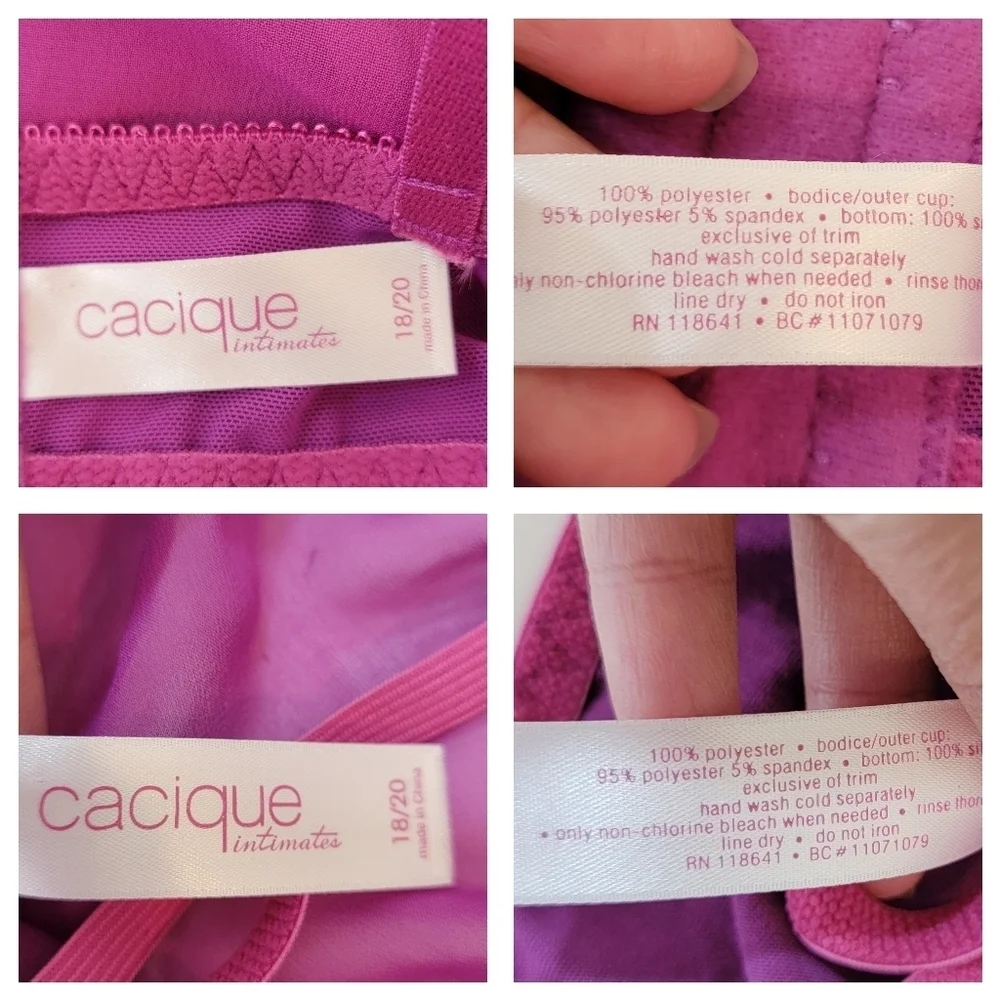 CACIQUE Intimates Cami & Panty Set Lavender Sz 18/20 Coquette Girl Fairy Peasant